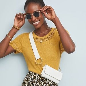 Anthropologie short sleeve lattice sweater